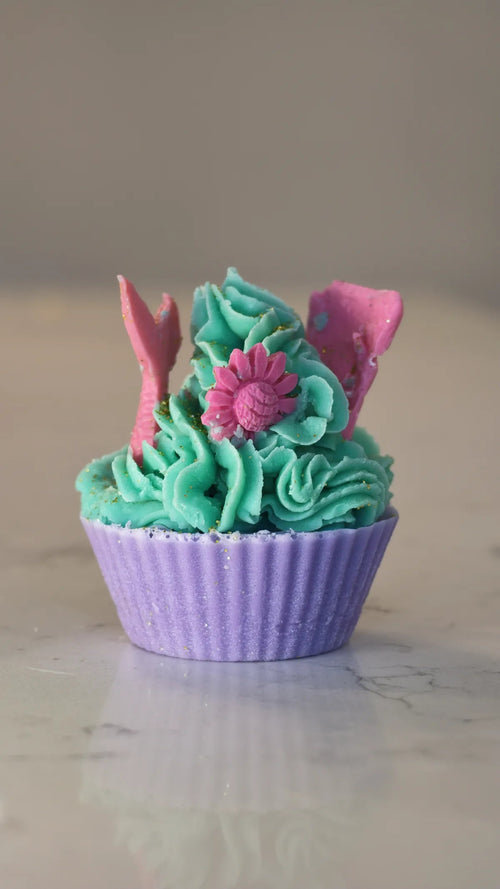 Naughty Mermaid blue and purple cupcake-shaped soap